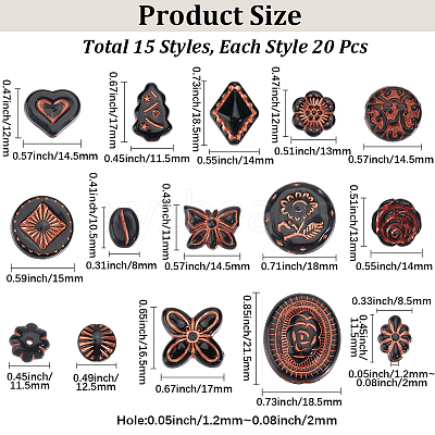 300Pcs 15 Styles Opaque Acrylic Beads OACR-PA0001-46-1