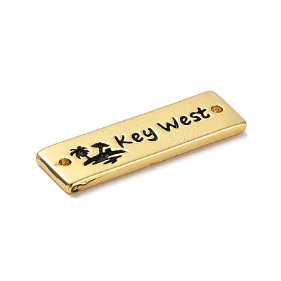 Beach Theme Rack Plating Brass Rectangle Connector Charms KK-P261-08C-G09-1