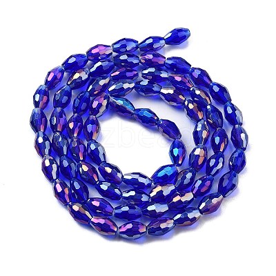 Transparent Electroplate Glass Beads Strands EGLA-A037-T6x8mm-B03-1