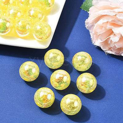 AB Color Transparent Crackle Round Acrylic Beads CACR-S006-07-1