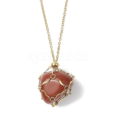 Stainless Steel Macrame Pouch Empty Stone Holder for Necklace Makings NJEW-JN04824-01-1