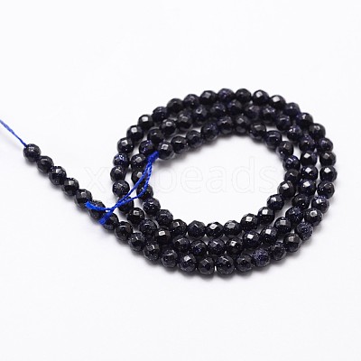 Synthetic Blue Goldstone Beads Strands G-D840-14-6mm-1