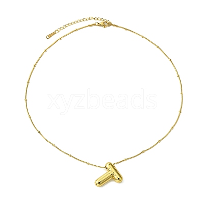 Ion Plating(IP) Initial Letter 304 Stainless Steel Pendant Necklace NJEW-R265-05G-T-1