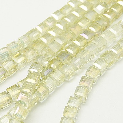 Electroplate Glass Beads Strands EGLA-D018-8x8mm-70-1