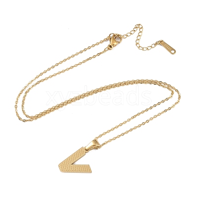 Ion Plating(IP) Initial Letter 304 Stainless Steel Pendant Necklaces NJEW-M199-01G-V-1