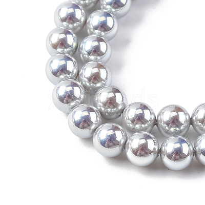 UV Plating Pearlized Glass Pearl Beads Strands GLAA-F128-01A-T12-1