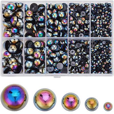 70G 5 Styles ABS Plastic Imitation Pearl Cabochons OACR-SC0001-45C-1