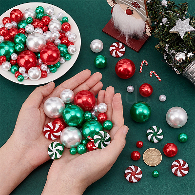 12Pcs Christmas Plastic Beads & Handmade Polymer Clay Cabochons KY-PH0001-78-1