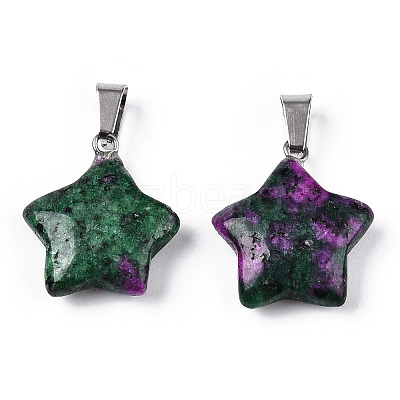 Star Dyed Natural Ruby in Zoisite Pendants G-Q367-19-1