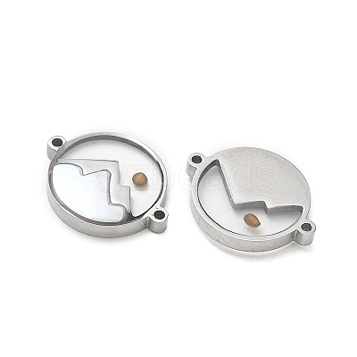 304 Stainless Steel & Natural Shell & Mustard Seed Pendants SA-CBA5608-03P-1