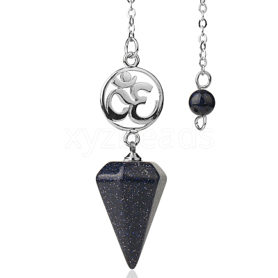 Synthetic Blue Goldstone Dowsing Pendulum Big Pendants PW-WG0D6A7-12-1