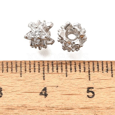 925 Sterling Silver Micro Pave Clear Cubic Zirconia Beads STER-B006-14P-1