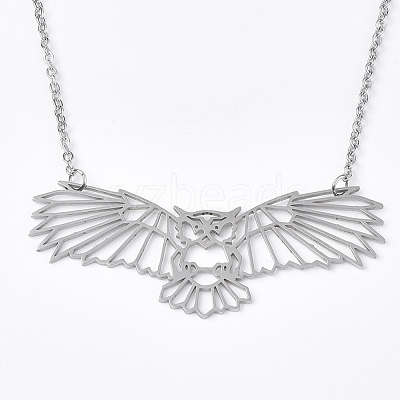 Non-Tarnish 201 Stainless Steel Pendant Necklaces NJEW-T009-JN060-1-40-1