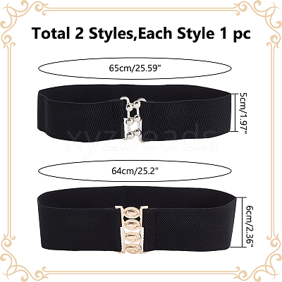 2Pcs 2 Styles Polyester Elastic Corset Belts AJEW-WR0002-19A-1