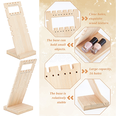 16-Hole 2-Row Wood Jewelry Display Stands EDIS-WH0016-007B-1