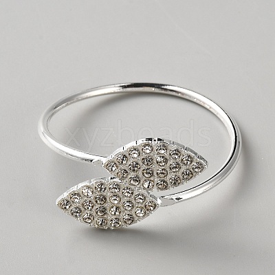 Leaf Alloy Rhinestone Napkin Rings AJEW-WH0766-46-1