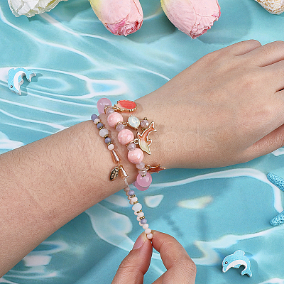 1Bag Plastic & Glass Beaded Stretch Bracelets BJEW-PA0001-10A-1
