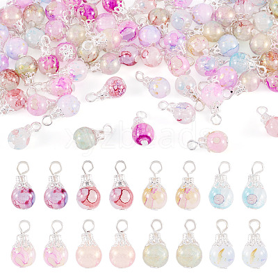 80Pcs 8 Colors Baking Paint Crackle Glass Pendants PALLOY-TAC0186-1