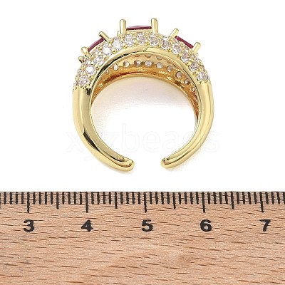 Brass Micro Pave Cubic Zirconia Cuff Open Rings for Women RJEW-L343-13G-06-1