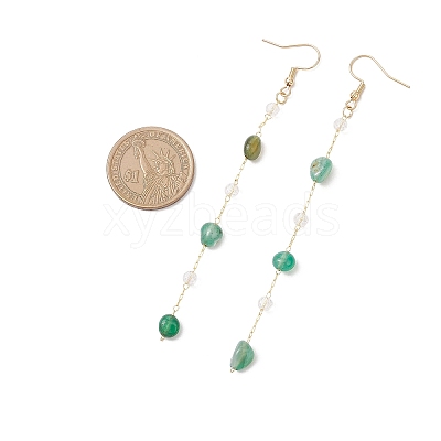 Handmade Natural Green Agate Beaded Chains Earring & Necklaces Sets SJEW-JS01342-04-1