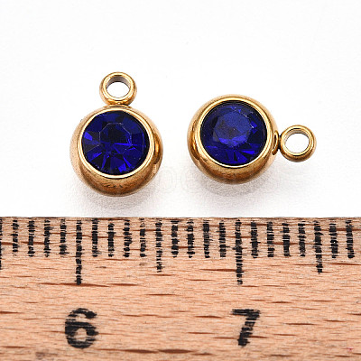201 Stainless Steel Rhinestone Charms STAS-S068-16G-1