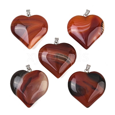 Natural Banded Agate Pendants GG-K002-04W-1