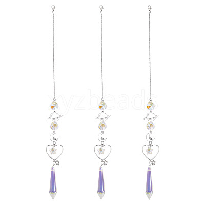 3Pcs Alloy Planet Moon Hanging Ornaments HJEW-TA00367-1