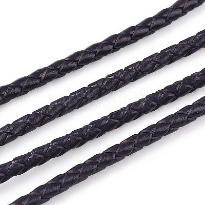 Braided Cowhide Leather Cord NWIR-N005-01G-3mm-1
