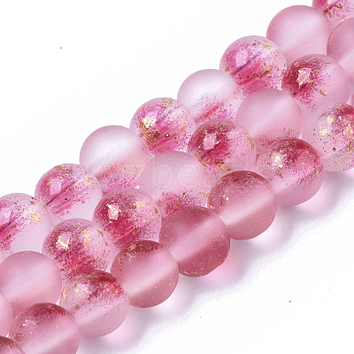 Frosted Spray Painted Glass Beads Strands GLAA-N035-03B-C04-1