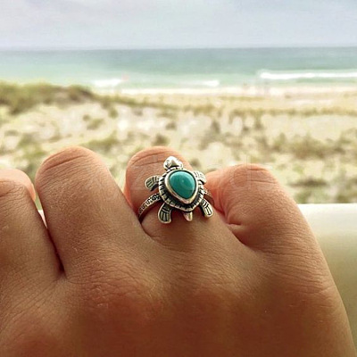 Retro Alloy and Synthetic Turquoise Finger Rings FS-WG1C352-04-1