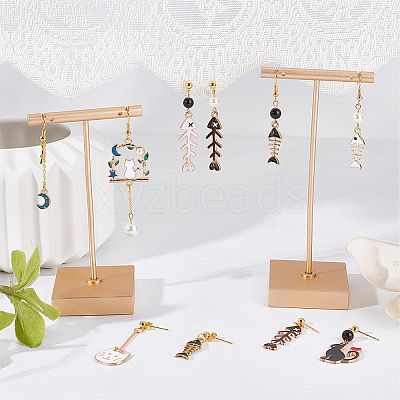 DIY Cat Asymmetrical Earring Making Kit DIY-SC0021-21-1