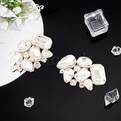 Elegant Alloy Rhinestone Detachable Shoe Buckle Clips AJEW-FG0002-31-1