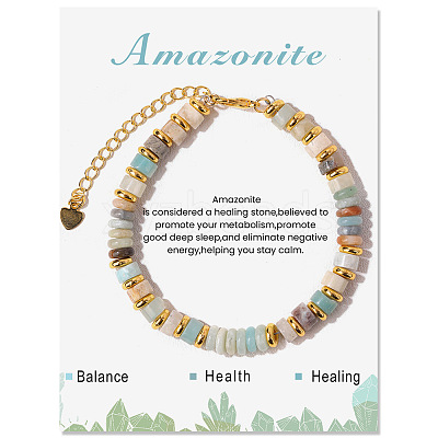 Adjustable Natural Flower Amazonite Bead Bracelets PW-WG4E155-05-1