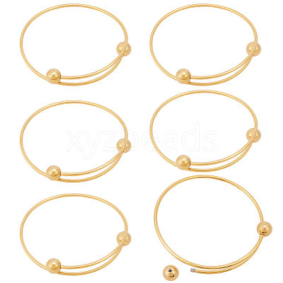 6Pcs Adjustable 304 Stainless Steel Wire Cuff Bangle Making MAK-BBC0001-24A-G-1
