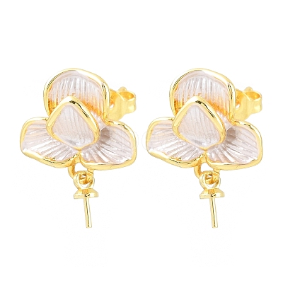 Brass Enamel Stud Earring Findings KK-CBA58F9-01G-05-1