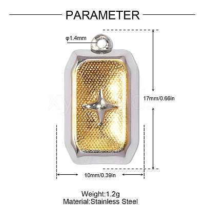 Two-tone 304 Stainless Steel Pendants STAS-OY014-42GP-1