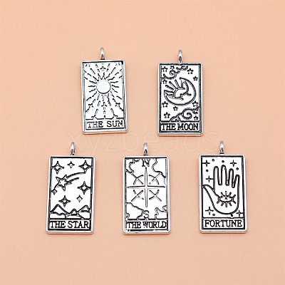 5Pcs 5 Style Tibetan Style Alloy Pendants PW-WG23267-01-1