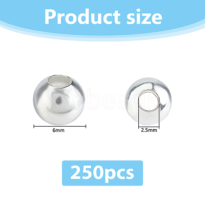 250Pcs Brass Smooth Round Beads KK-DC0004-34-1