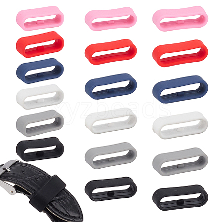 18Pcs 18 Styles Silicone Replacement Watch Band Strap Loops FIND-DR0001-82-1