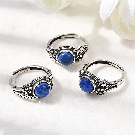 Natural Lapis Lazuli Finger Rings RJEW-A084-05AS-09-1