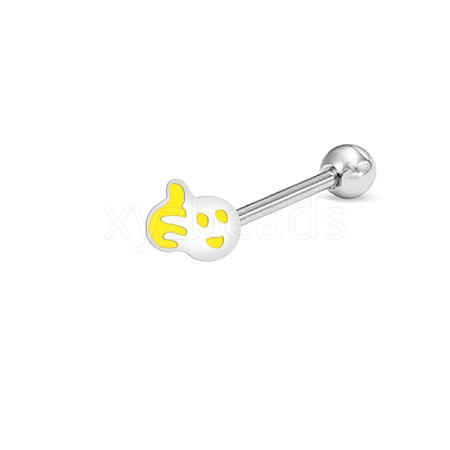 Face Stainless Steel Enamel Straight Barbell 15 Gauge Piercing Tongue Rings for Women Men WG3D6AB-06-1