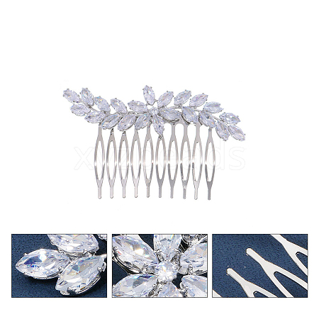 Cubic Zirconia Hair Combs PW-WG10096-05-1