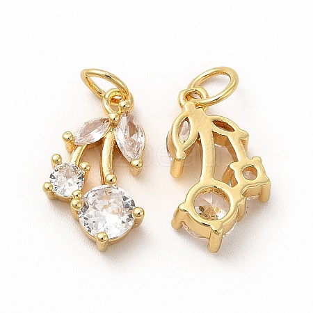 Rack Plating Brass Micro Pave Cubic Zirconia Charms ZIRC-K089-07G-1