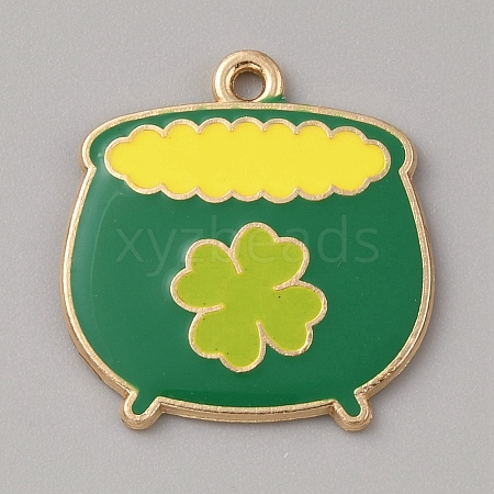 Saint Patrick's Day Alloy Enamel Pendants ENAM-CJC0010-35C-1