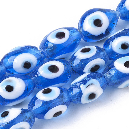 Handmade Evil Eye Lampwork Beads Strands LAMP-R143-03B-1