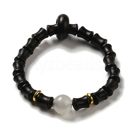 Ebony Bamboo Joint Beaded Stretch Bracelet BJEW-B080-13A-1