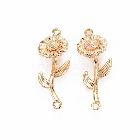 Brass Birth Flower Connector Charms KK-S364-231-1