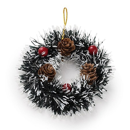 Christmas Wreath PVC Pendant Decorations HJEW-R100-01B-1