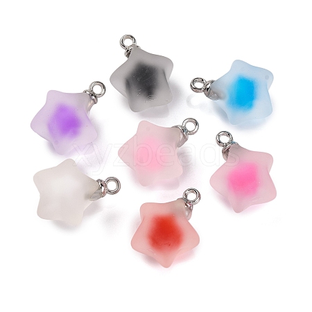 Frosted Resin Star Pendants RESI-U002-08-1