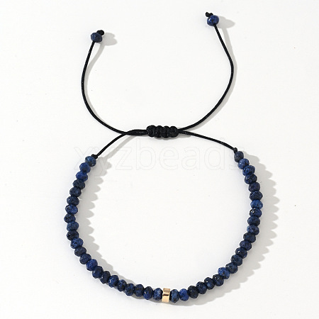 Adjustable Natural Sodalite Faceted Beaded Braided Bracelets for Men CW8575-1-1